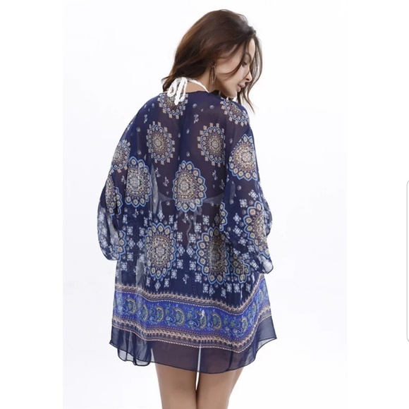 🔥Floral Chiffon Kimono Coverups Red Only - Picture 3 of 7